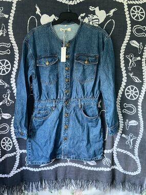 Blank NYC Dark Blue Denim Button-Front Dress